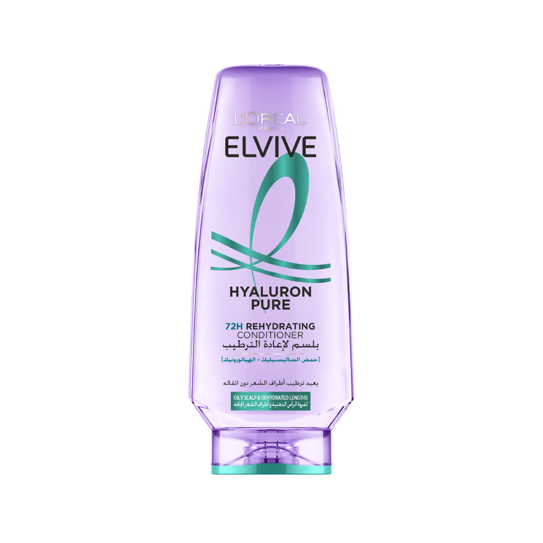 Elvive Hyaluron Pure 72h Rehydrating Conditioner for Oily Scalp & Dehydrated Lengths