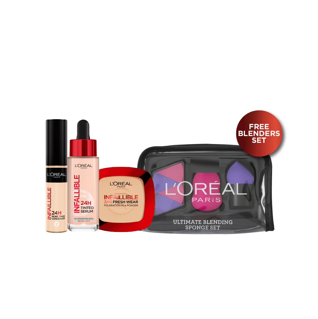 Waterproof Concealer + Tinted Serum +  Foundation + FREE Beauty Blenders At 25% OFF