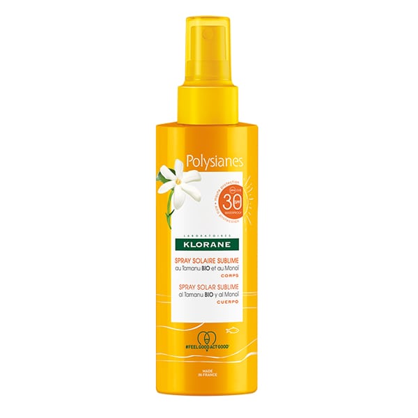 Klorane Sublimating Sun Spray SPF 30 with organic Tamanu & Monoi Body 200 ml | Loolia Closet