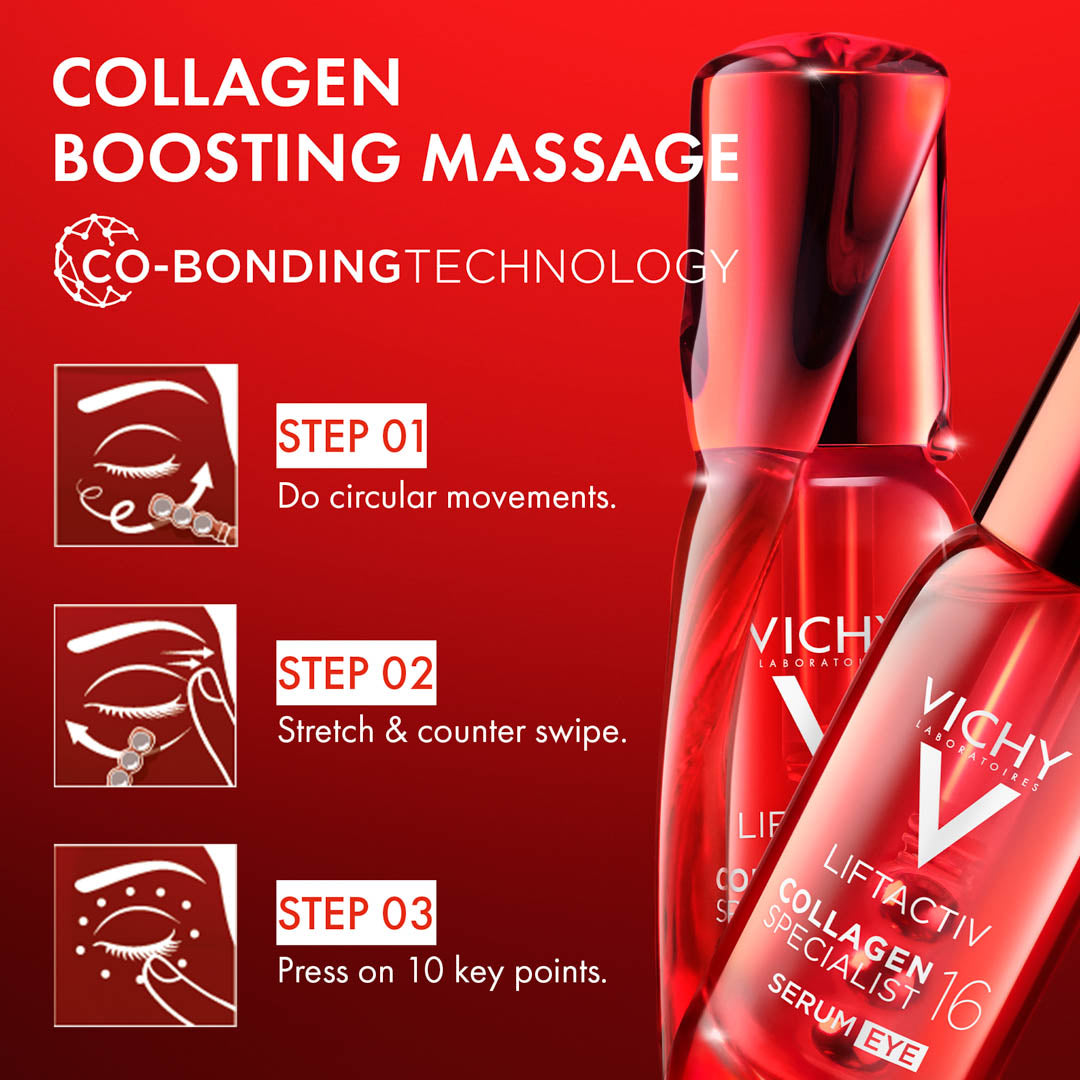 Vichy Liftactiv Collagen 16 Eye Serum 15ml with triple-bead applicator