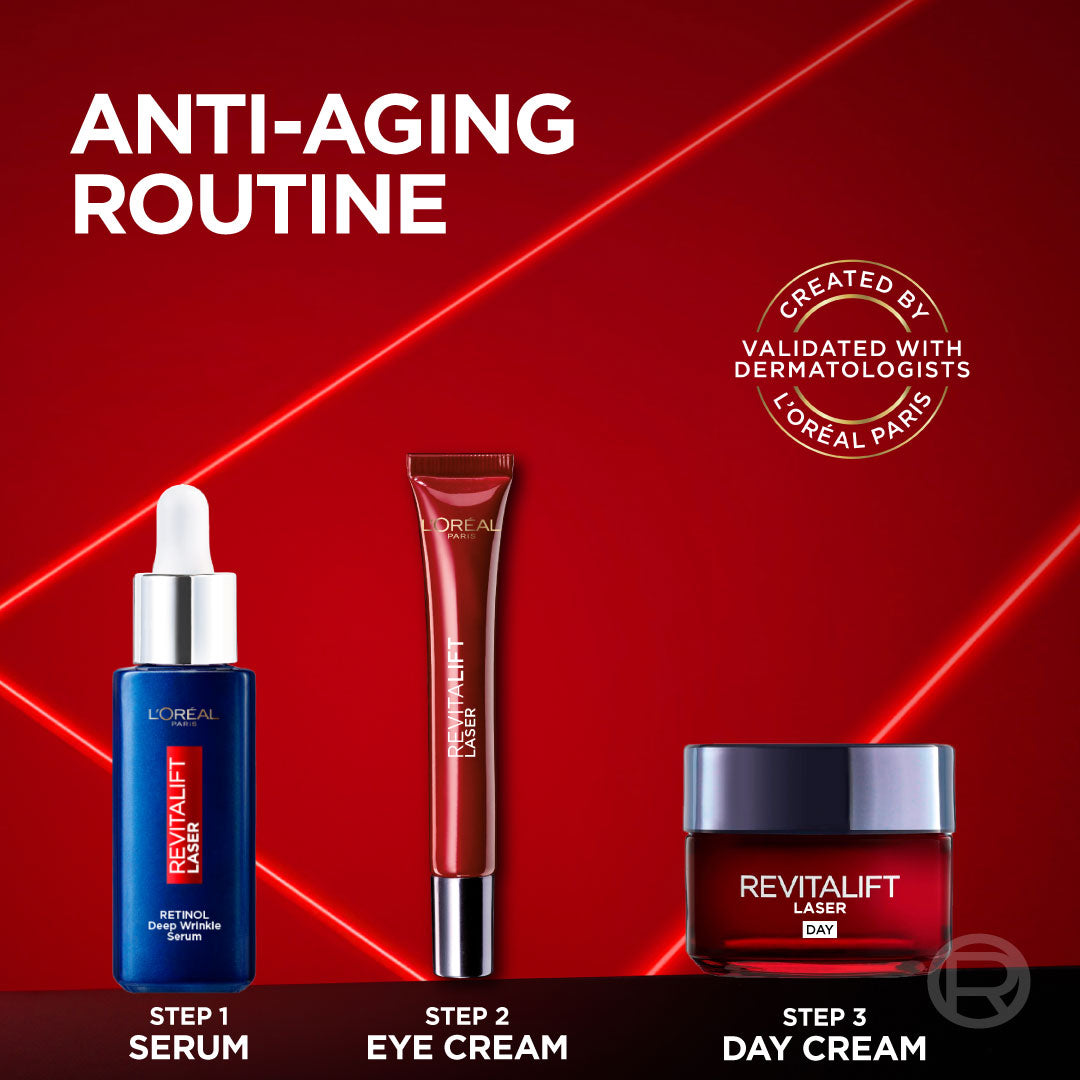 L’Oréal Revitalift Laser eye cream 15ml anti aging with pro retinol hyaluronic acid cooling applicator
