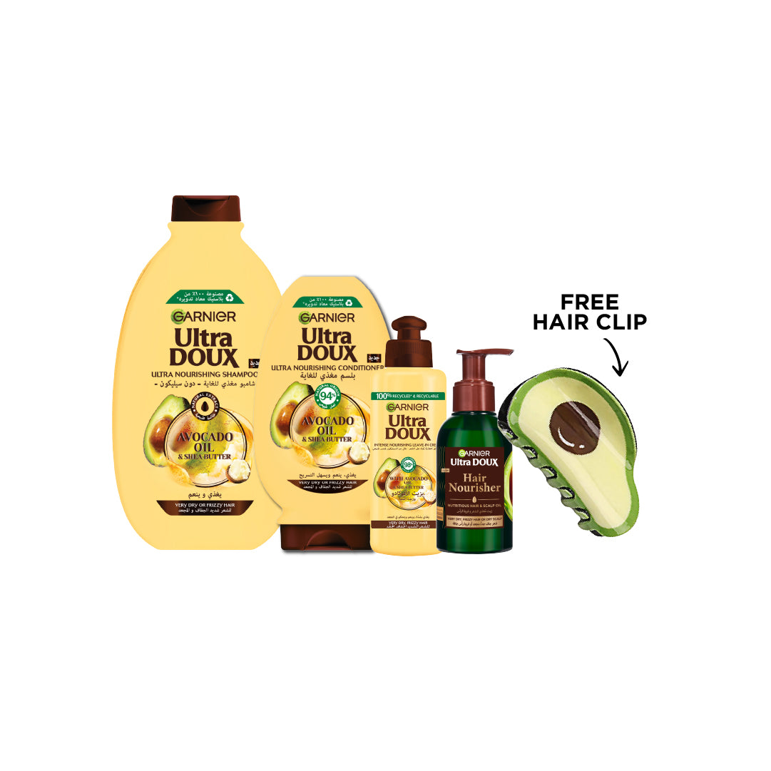 Avocado Shampoo + Conditioner + Leave in + Oil + FREE Hair Clip At 15% OFF