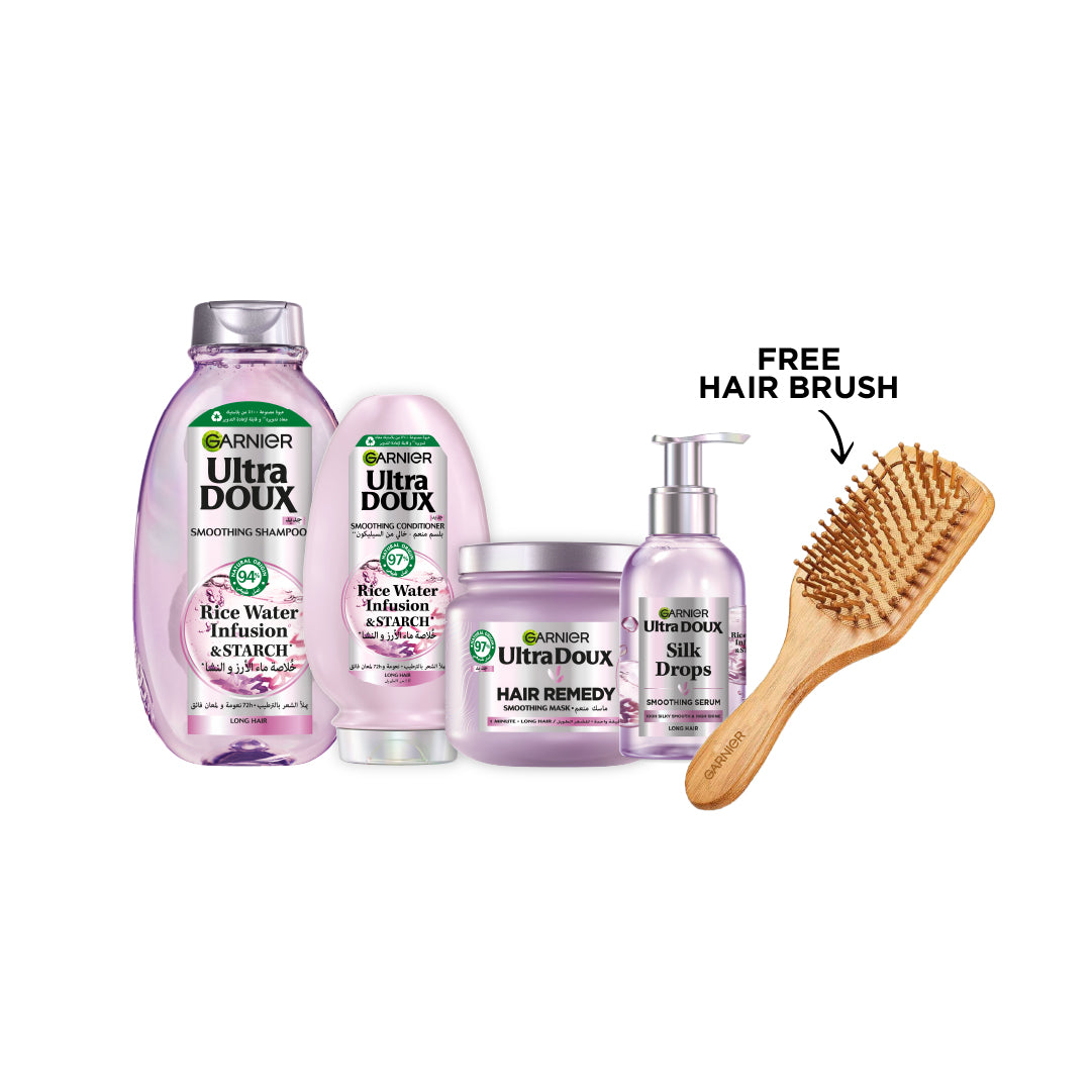 Ultra Doux Rice Water Shampoo + Conditioner + Mask + Serum + FREE Hair Brush At 15% OFF