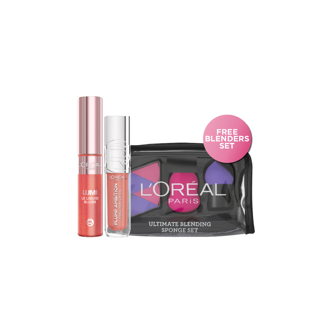 Plump Ambition Lip Oil + Lumi Le Liquid Blush + FREE Beauty Blenders At 20% OFF