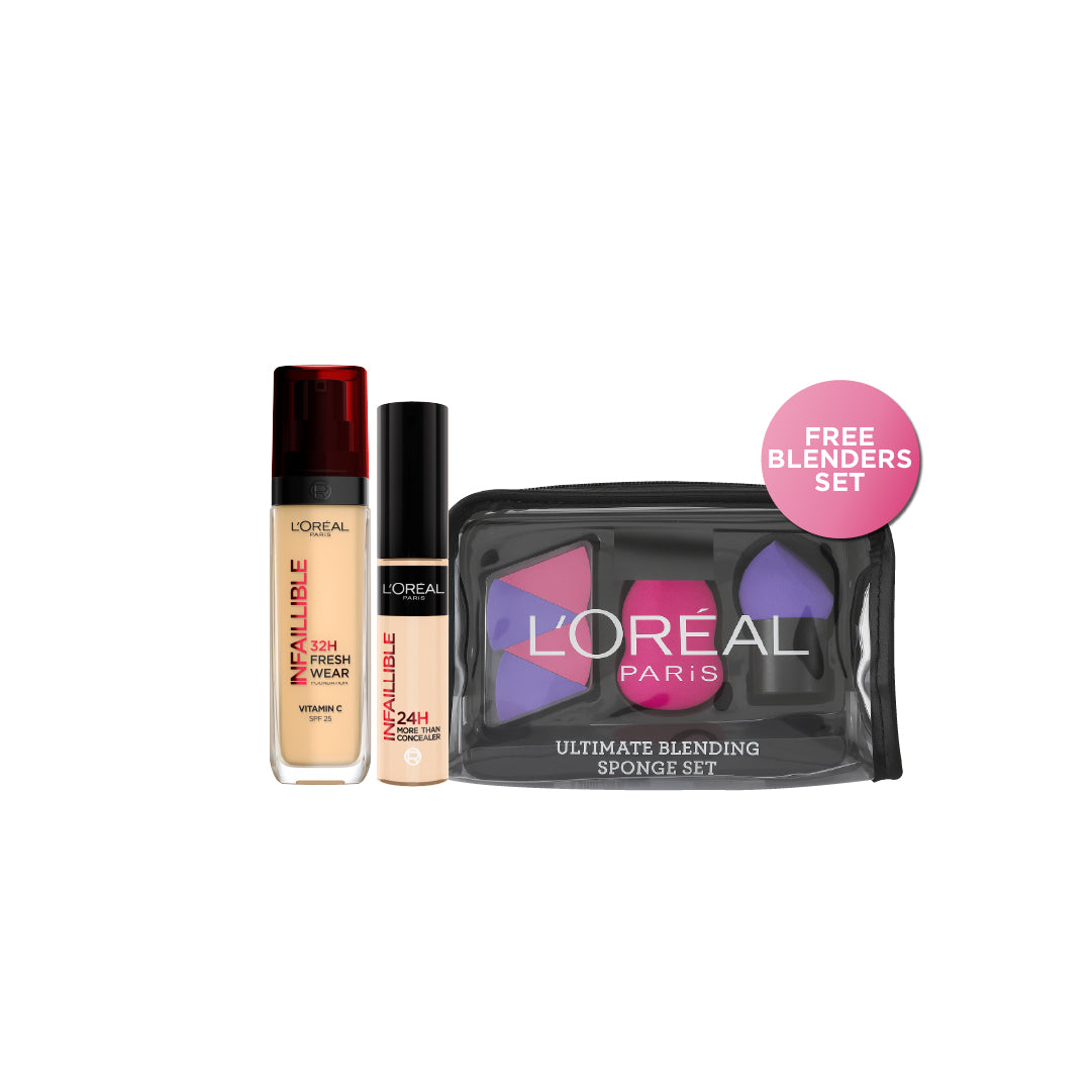 Infaillible Liquid Foundation + Full wear Concealer + FREE Beauty Blenders At 20% OFF