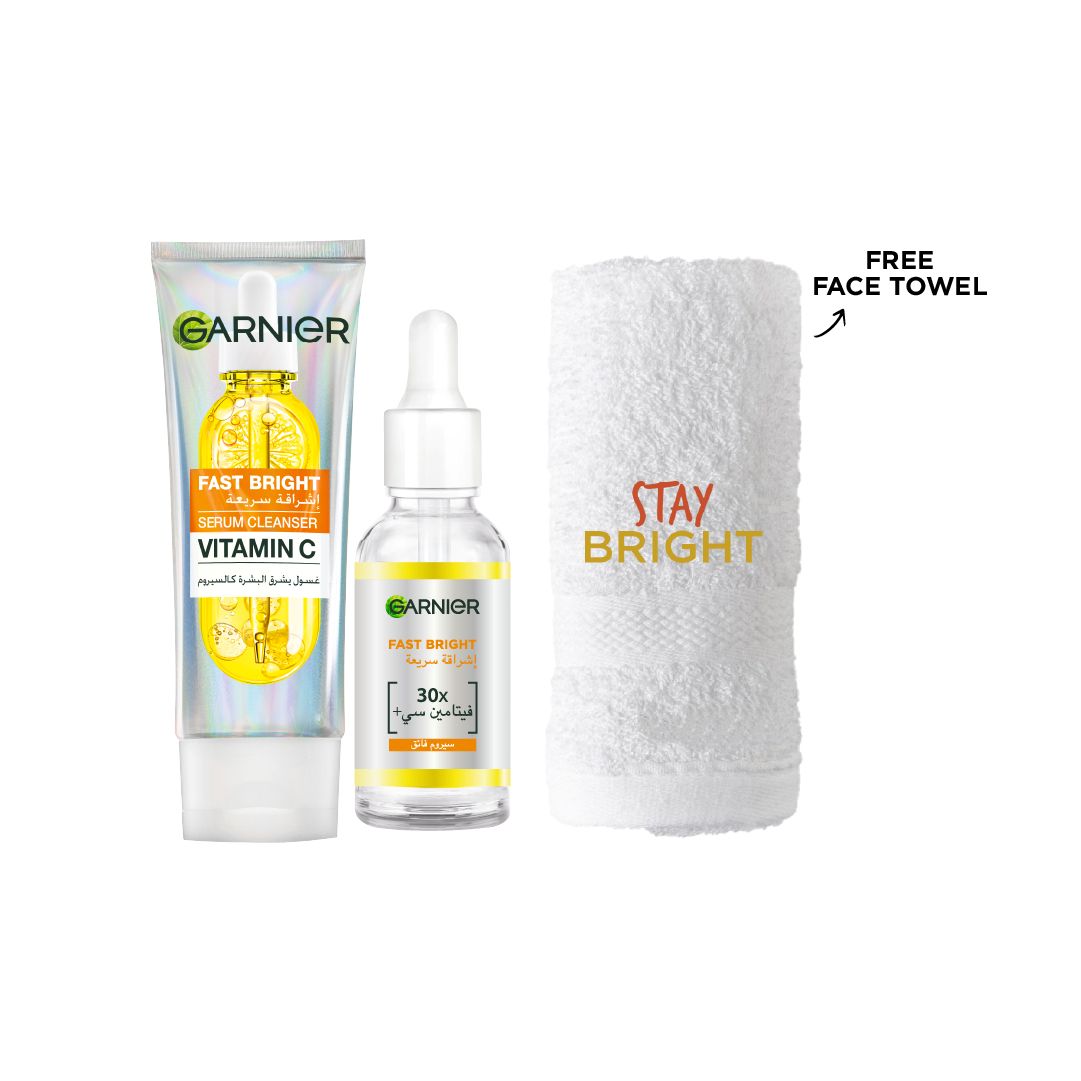 Fast Bright Serum Cleanser 100 ML + Vitamin C Day Serum 30 ML + FREE Towel