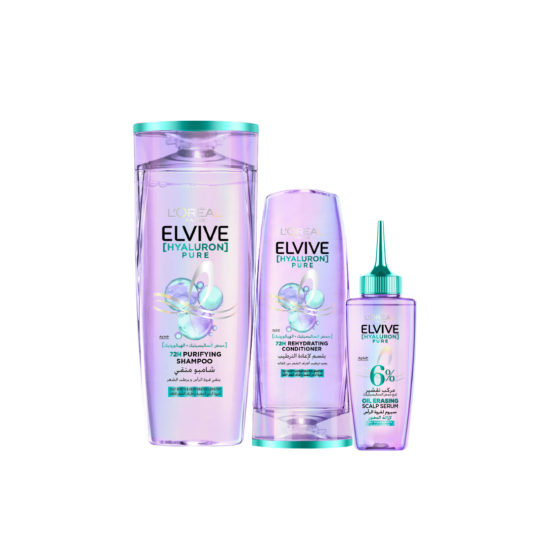 Elvive HA Pure Shampoo 400 ML + Conditioner 200 ML + Serum At 15% OFF