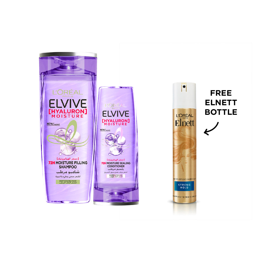 Hyaluron Moisture Shampoo 400 ML + Conditioner 200 ML + FREE Elnett 200 ML