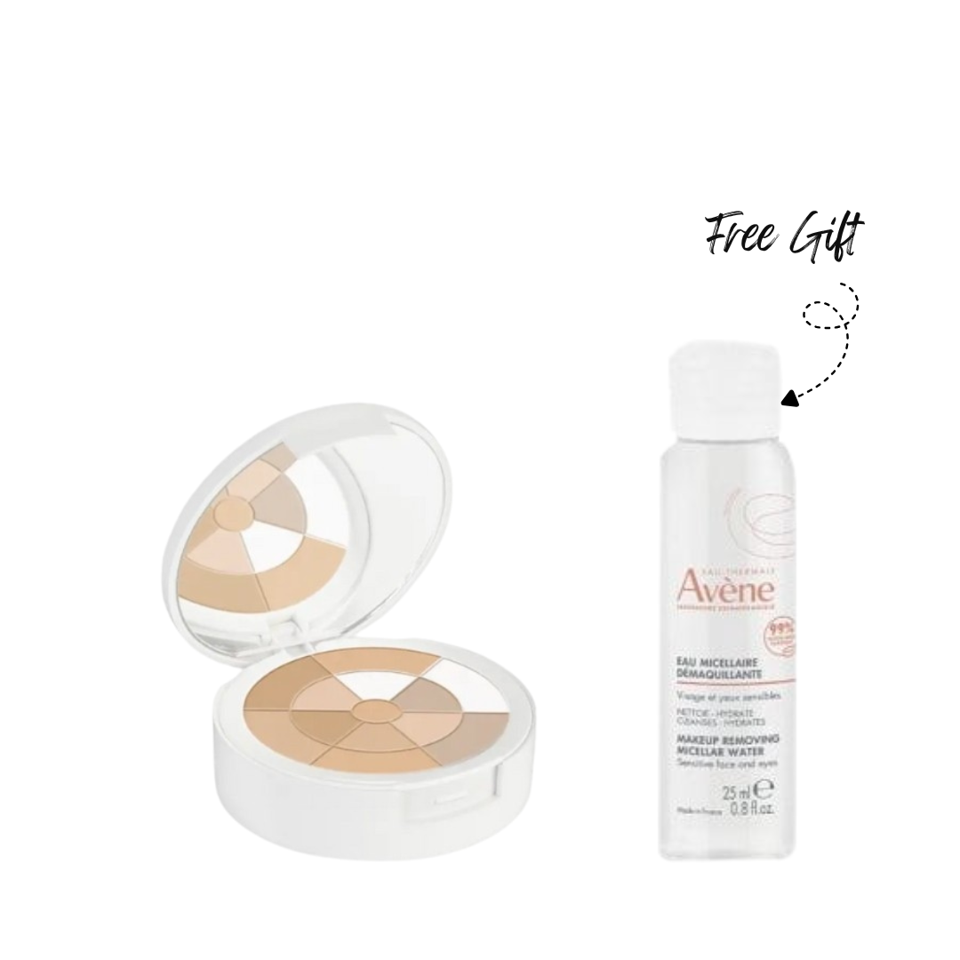 Avène Mosaic powder palette with free micellar water for sensitive skin makeup setting and glow