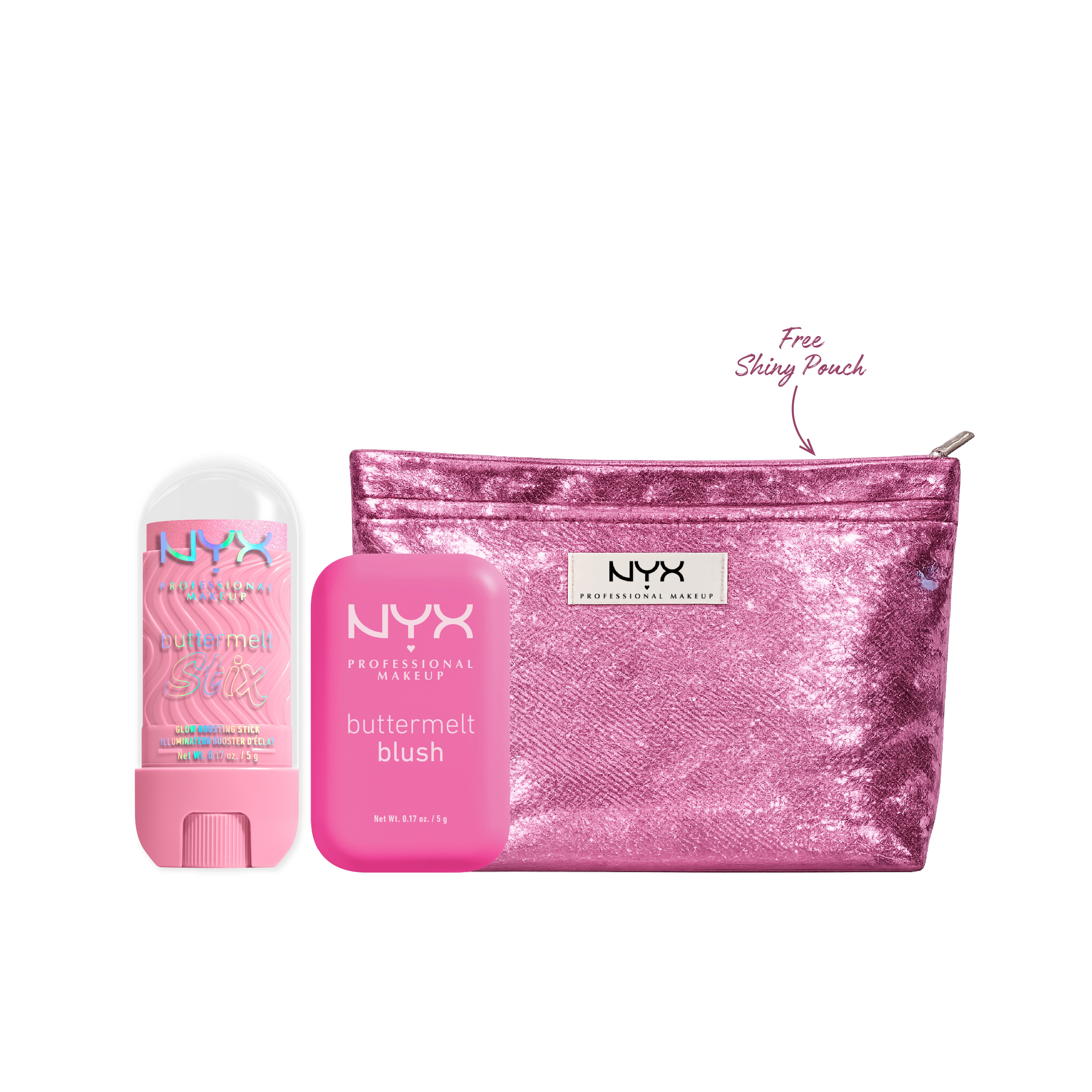 Buttermelt Glow Boosting Highlighter Stix + Powder Blush + FREE Shiny Pouch