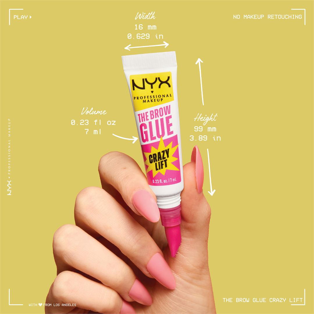 NYX Professional Makeup The Brow Glue Crazy Lift clear brow lamination gel 7ml with built-in styling comb