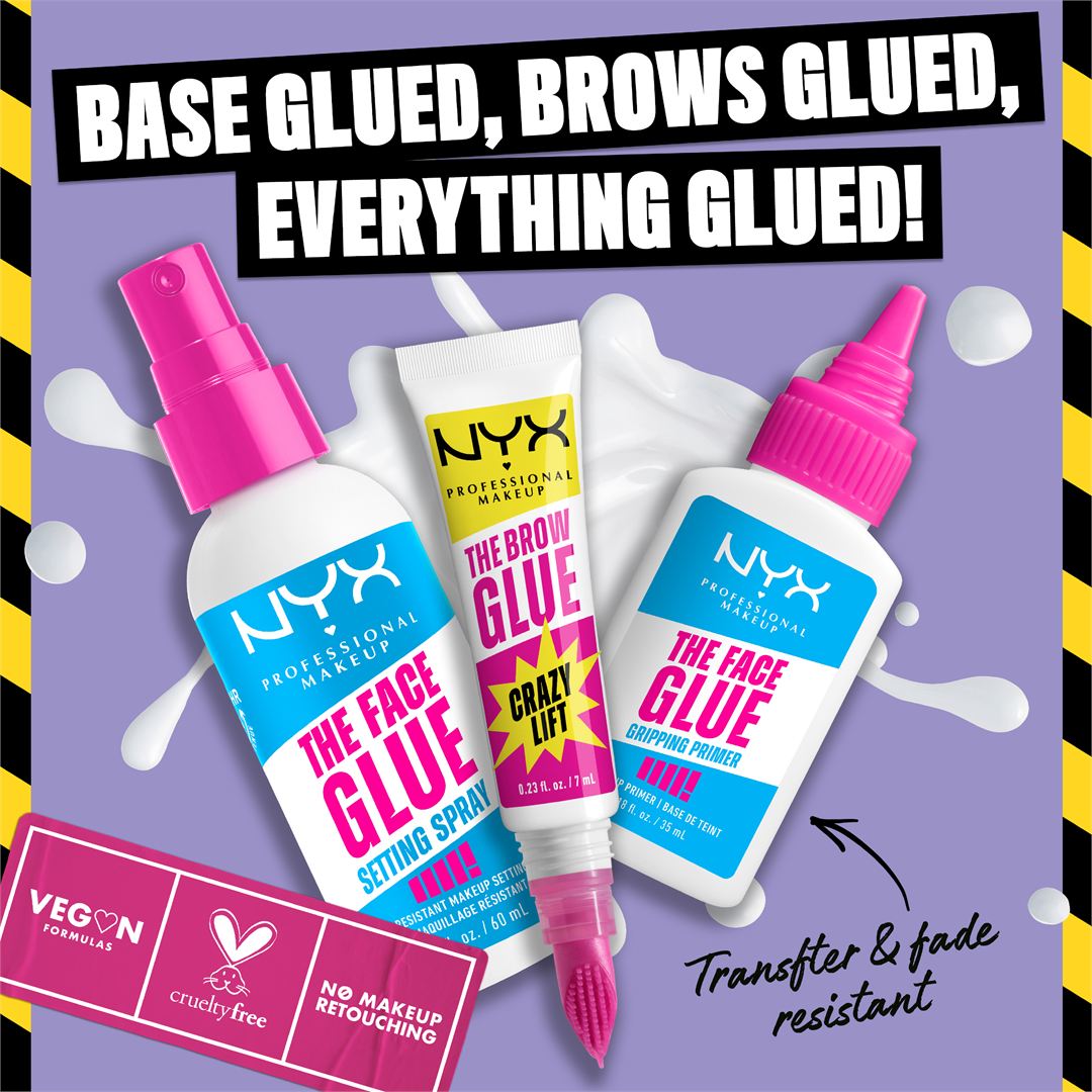 NYX Professional Makeup The Brow Glue Crazy Lift clear brow lamination gel 7ml with built-in styling comb