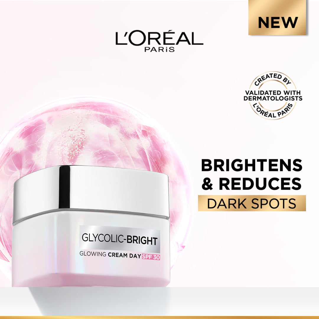 Glycolic Bright Glowing and Brightening Day Cream with SPF 17 to reduce dark spots