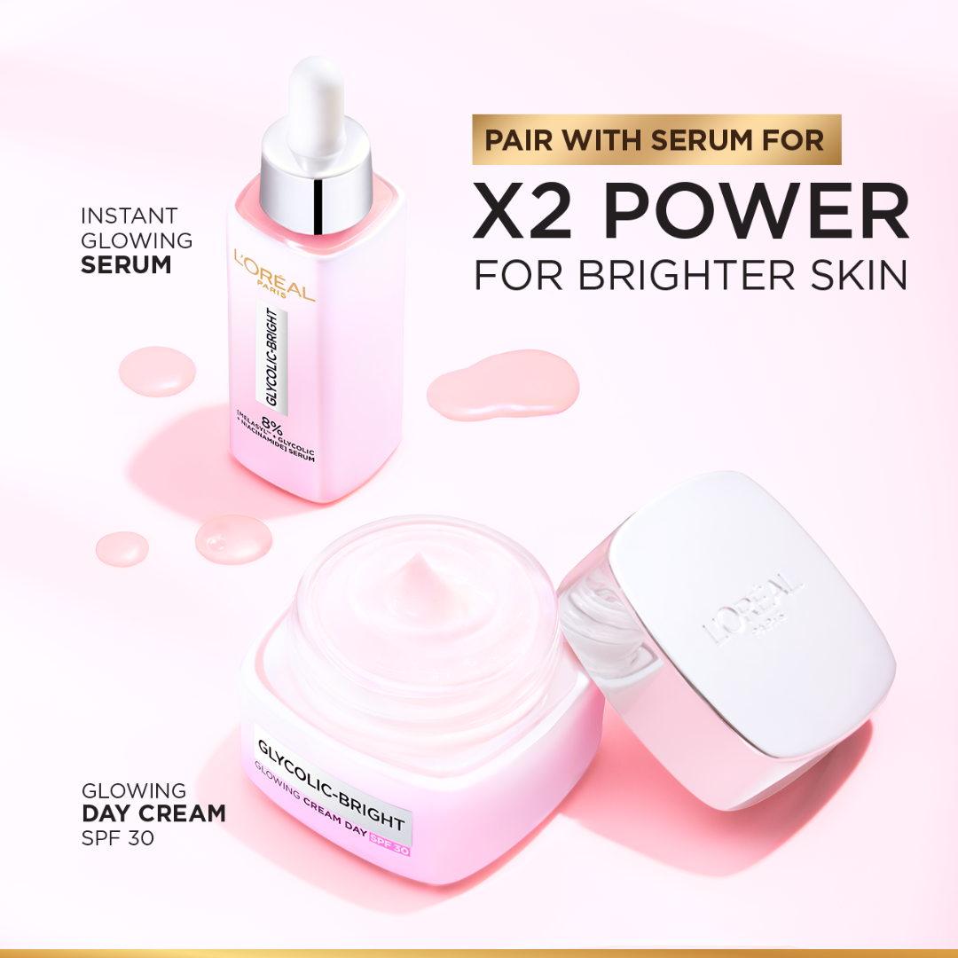 Glycolic Bright Glowing and Brightening Day Cream with SPF 17 to reduce dark spots