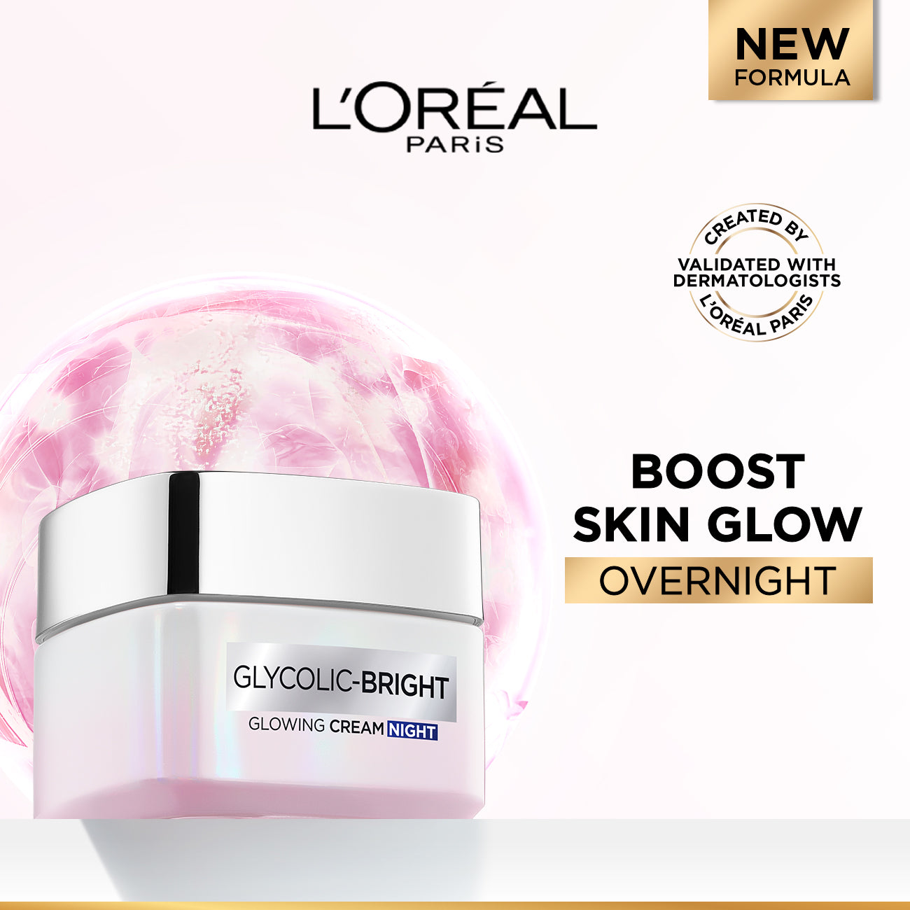 Glycolic Bright Glowing and Brightening Night Cream with Glycolic Acid for boosting overnight