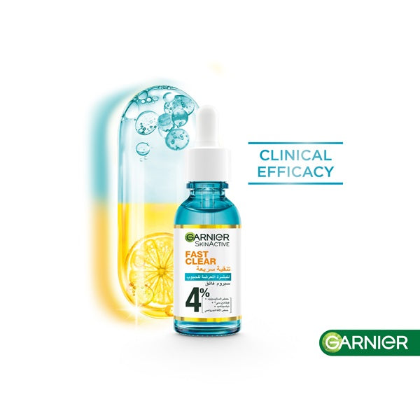 Garnier - Fast Clear 4% Salicylic Acid, Vitamin C, Niacinamide, AHA - Anti-Acne Treatment Booster Serum