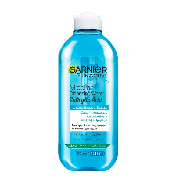 Garnier - Salicylic Acid Micellar Water Facial Anti-Acne Cleanser and Makeup Remover, for Oily and Acne-Pro