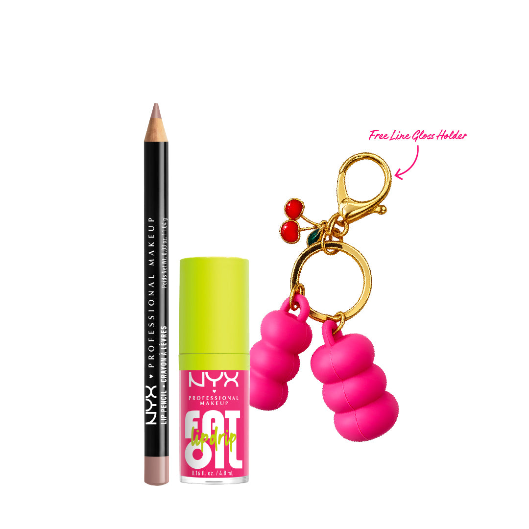 Slim Lip Liner Pencil + Fat Oil Lip Drip + FREE Line Gloss Holder
