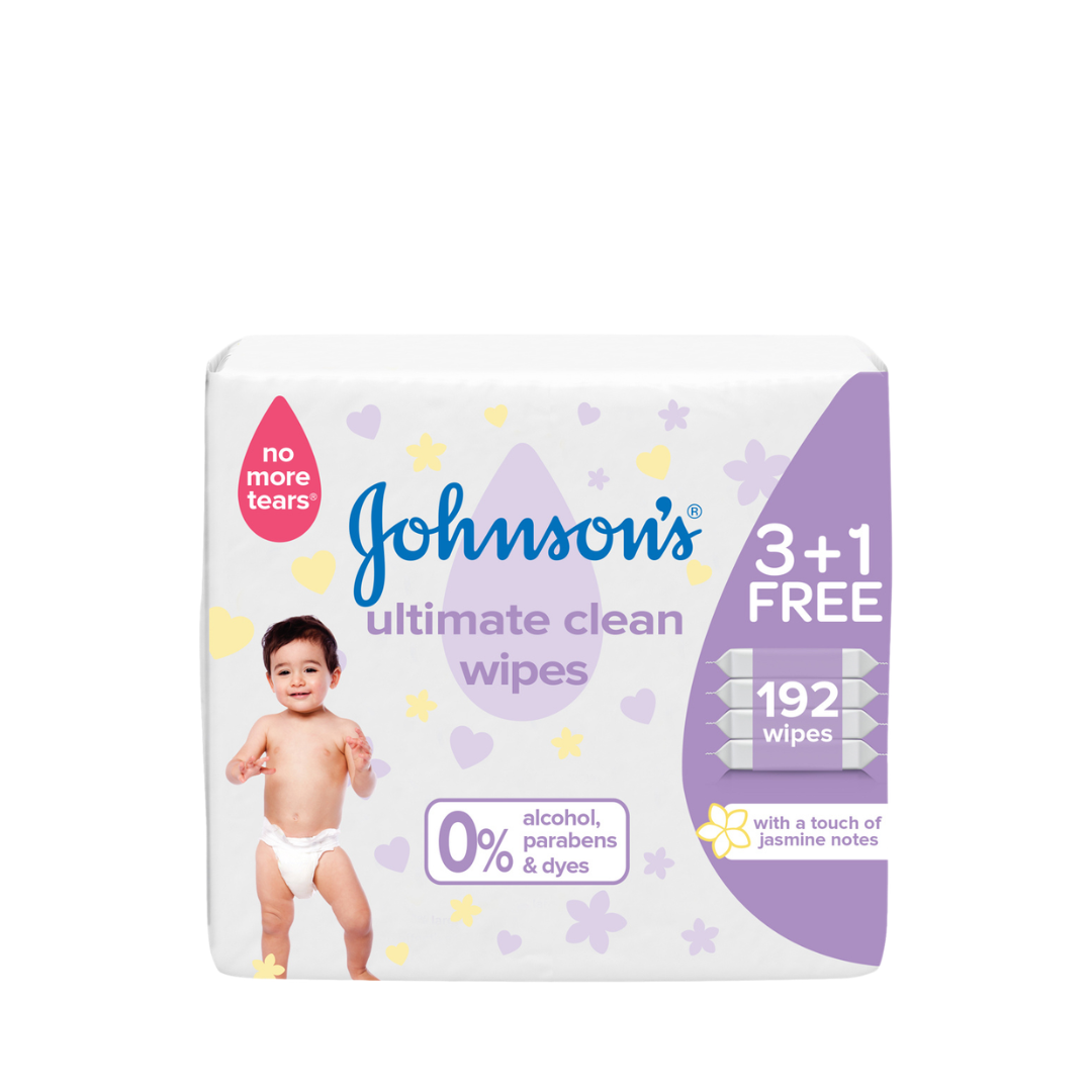 Johnson’s Ultimate Clean Baby Wipes 48s pack extra thick gentle baby wipes with jasmine scent and no tears formula