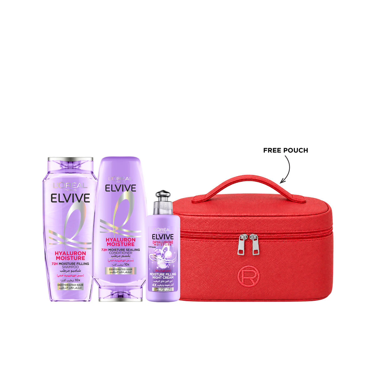 Elvive Hyaluron Shampoo + Conditioner + Night Cream + FREE Pouch AT 25% OFF