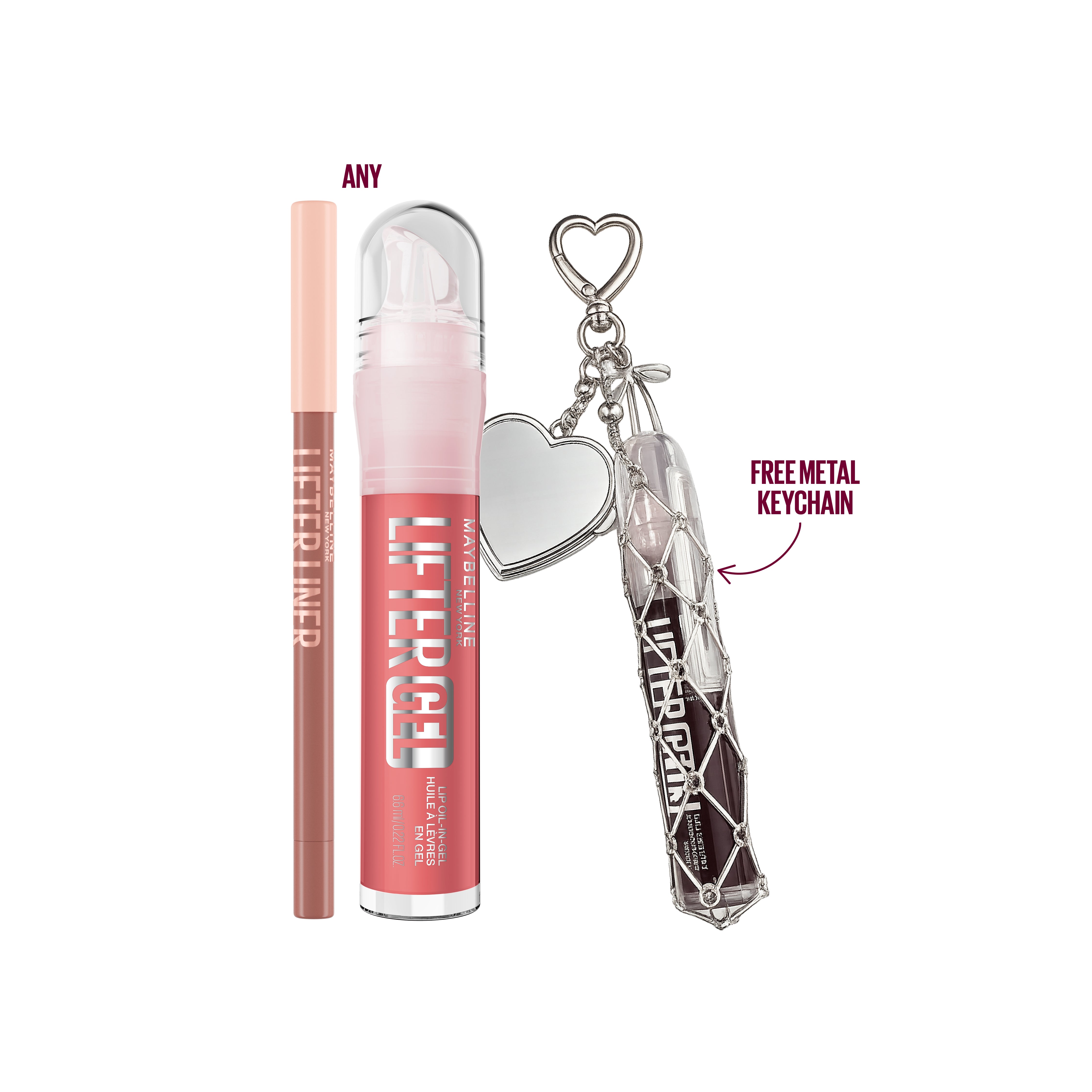 Lifter Liner Lip Liner + Lifter Gel Oil-in-Gel Lip Gloss + FREE Metal Keychain