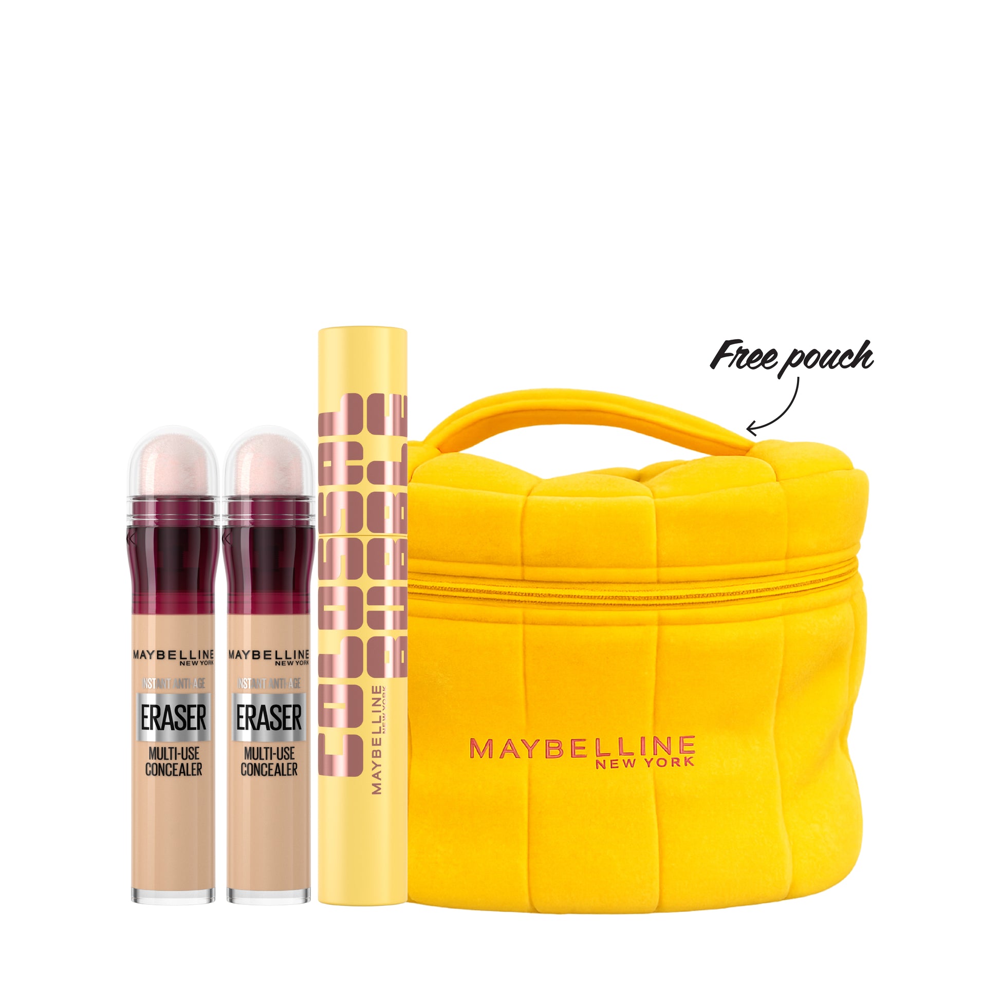 Maybelline concealer and mascara bundle with Instant Age Rewind and Colossal Bubble mascara set