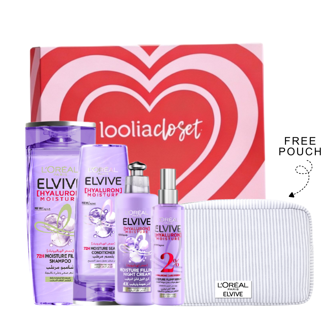Elvive Hyaluron Shampoo 400ML + Conditioner + Serum + Night Cream + FREE Pouch At 25% OFF