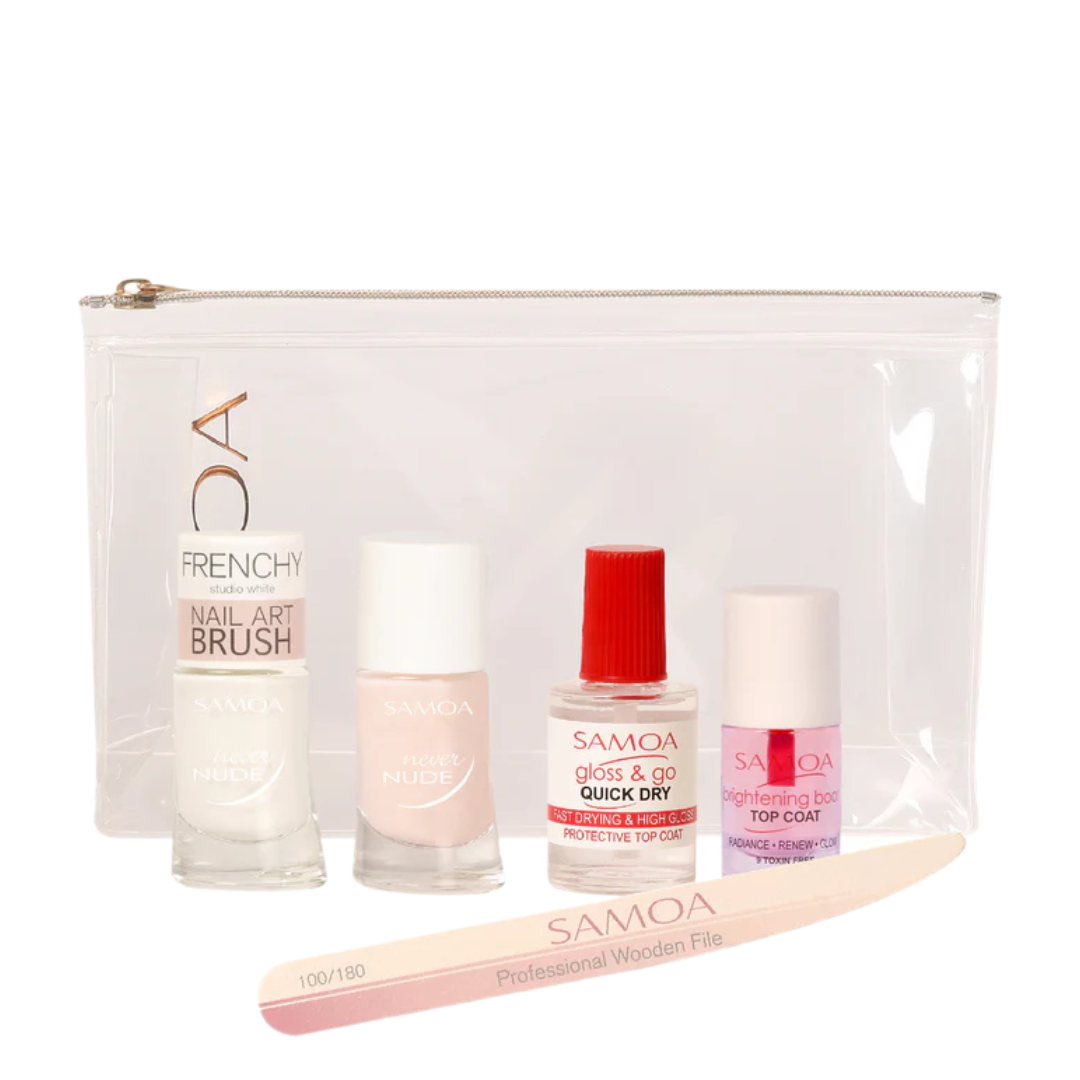 Samoa Talk To Me In French SS26 Nails Bundle with polish, top coats and nail file set