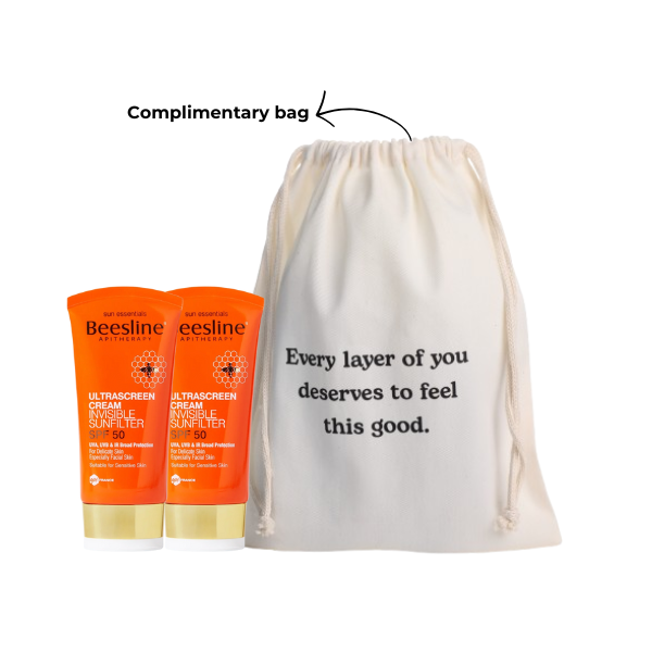 Beesline 2 x Ultrascreen Cream Invisible SunFilter SPF 50 + Complimentary Bag | Loolia Closet