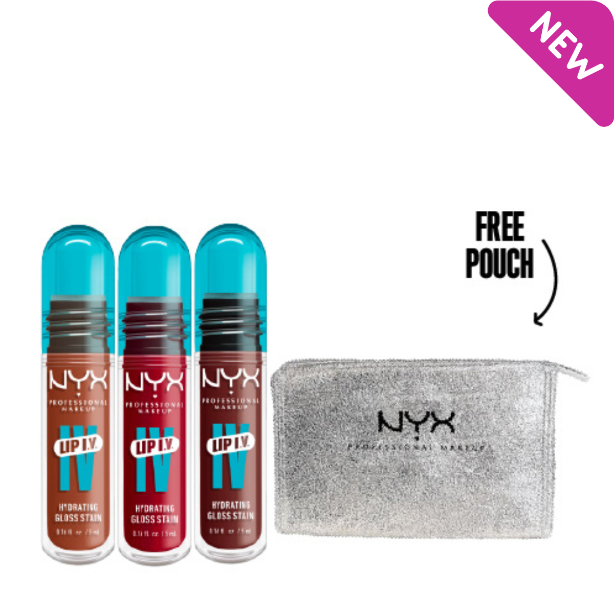 3x Lip IV Hydrating Lip Gloss + FREE Pouch