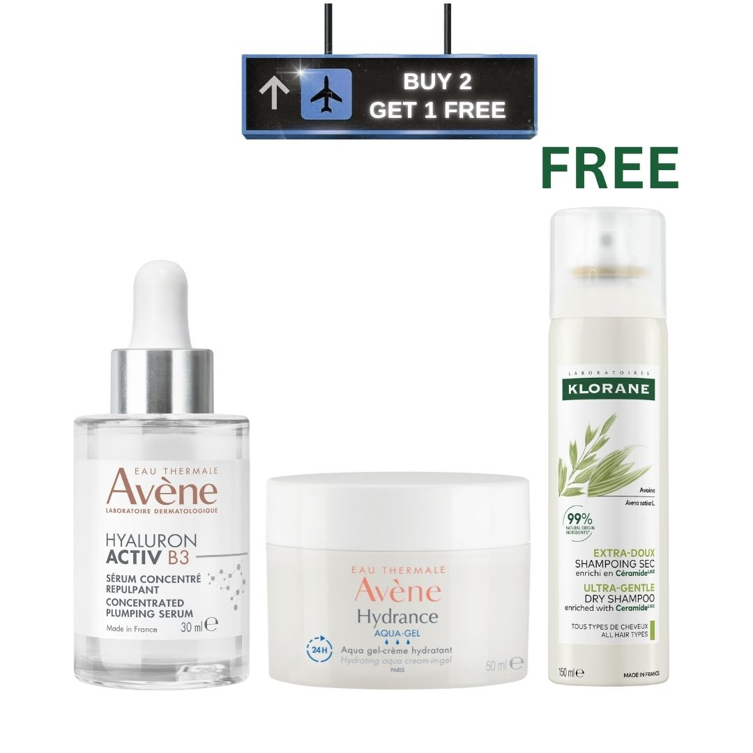 Hyaluron Activ B3 Concentrated plumping serum + Hydrance Aqua Gel + FREE Dry Shampoo with Oat Milk