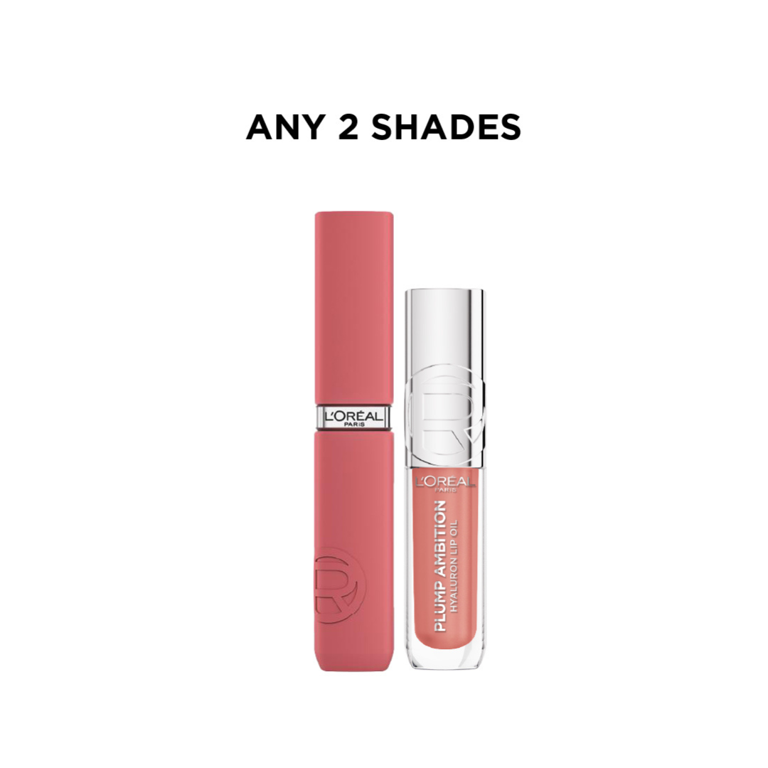 Plump Ambition Hyaluron Lip Oil + Infallible Matte Resistance Liquid Lipstick At 25% OFF