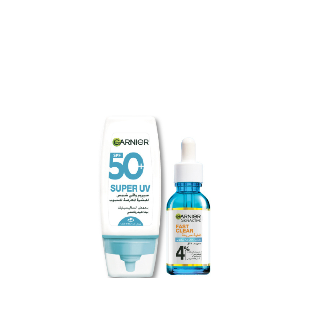 Super UV Anti-Acne SPF50+ Sunscreen + Fast Clear 4% Salicylic Acid Serum At 20% OFF 