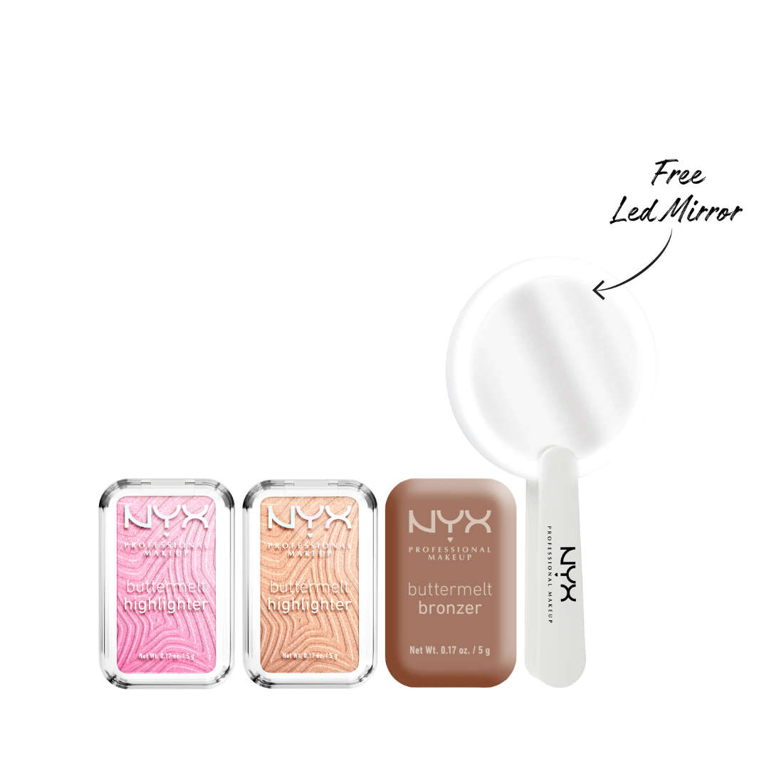Buttermelt Bronzer + 2x Buttermelt Highlighter + FREE Led Mirror
