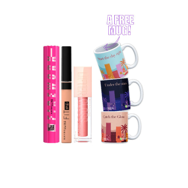 Firework Mascara + Fit Me concealer + Lifter Lip Gloss + FREE Sunrise Mug At 20% OFF