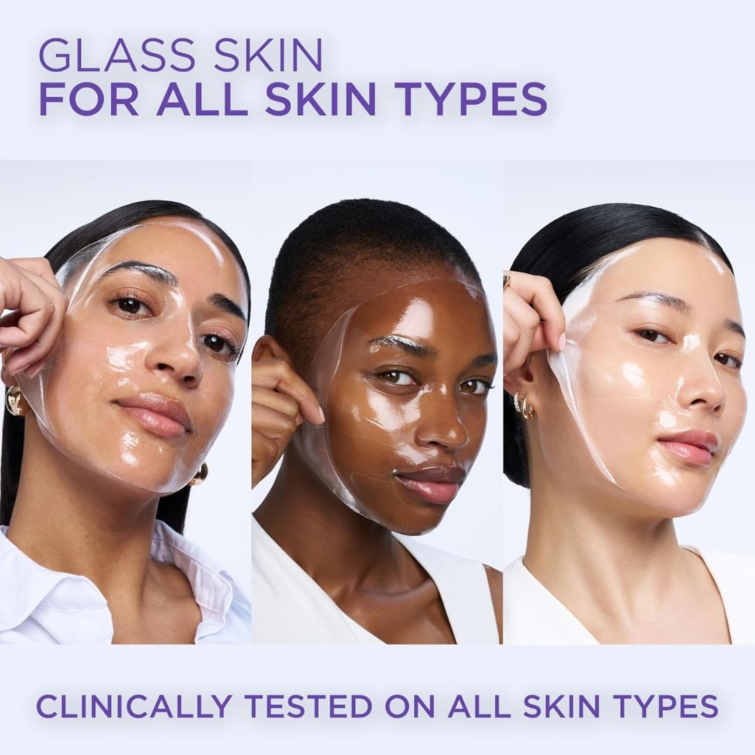 L’Oreal Revitalift glass skin hydrogel glow mask hydrating plumping sheet mask radiant skin