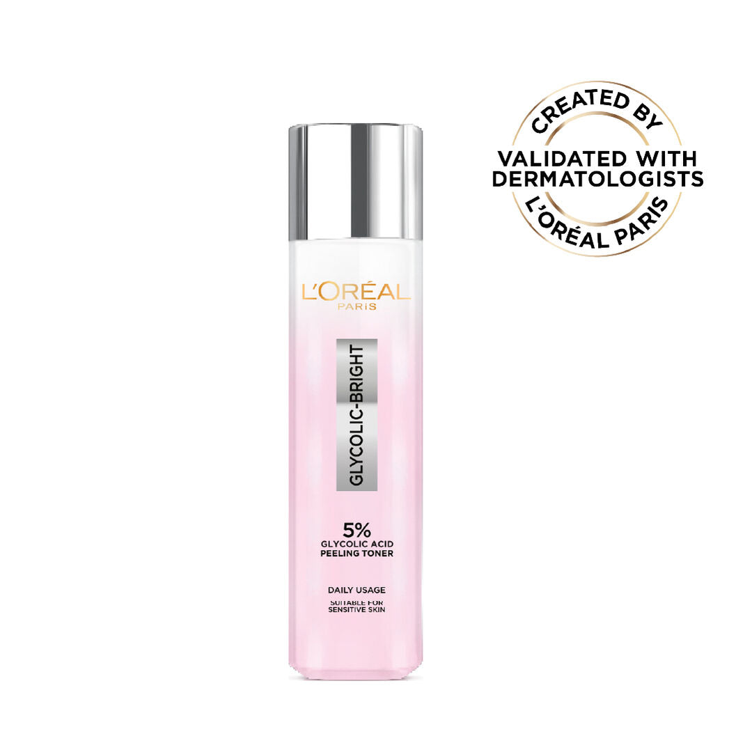 L’Oréal Glycolic Bright peeling toner 5% glycolic acid 128ml for dark spots and glow