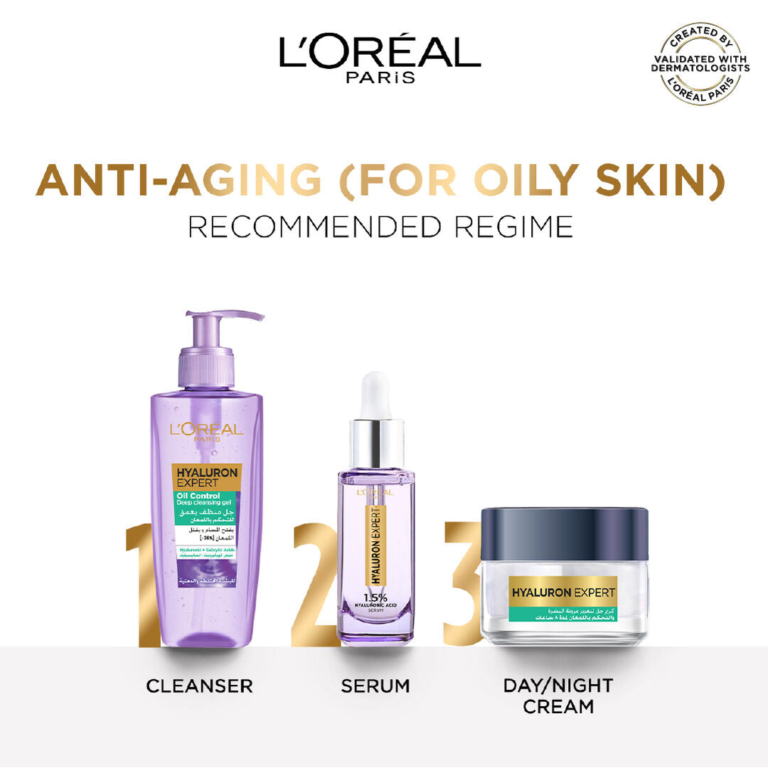 L’Oréal Hyaluron Expert oil control gel cream 50ml with hyaluronic acid and salicylic acid for oily skin