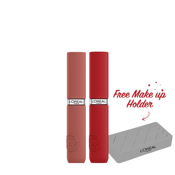 L'Oréal Paris 2x Infallible Matte Resistance Liquid Lipstick + FREE Makeup Holder At 20% OFF | Loolia Closet