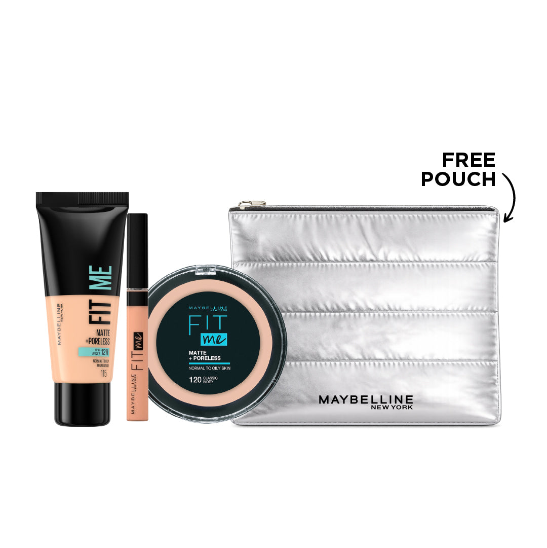 Fit Me Liquid Foundation + Concealer + Powder + FREE Pouch At 25% OFF