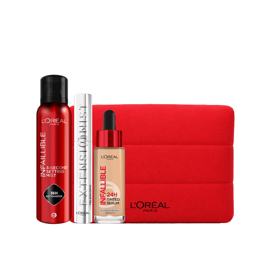 Infaillible Setting Mist Spray + Extensionist Mascara + Tinted Serum + FREE Pouch At 15% OFF