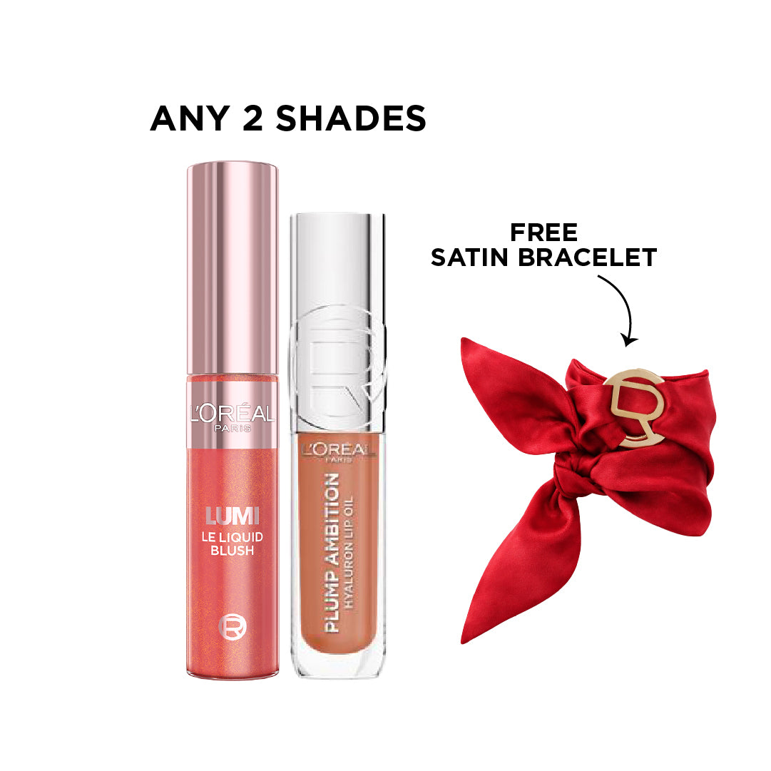 Plump Ambition Lip Oil + Lumi Le Liquid Blush + FREE Satin Bracelet At 25% OFF