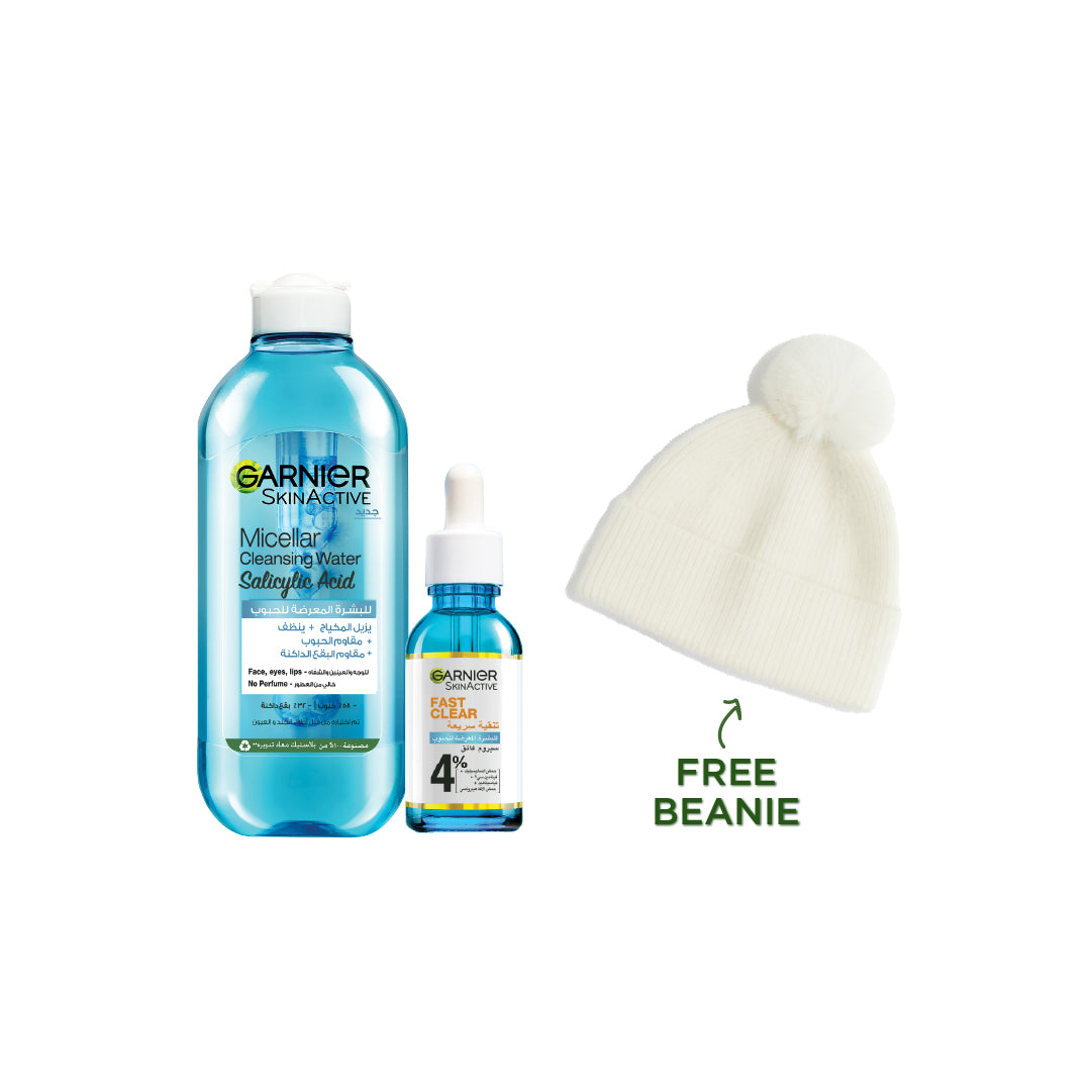 Fast Clear Micellar Water 400 ML + Anti-Acne Serum 30 ML + FREE Beanie At 20% OFF
