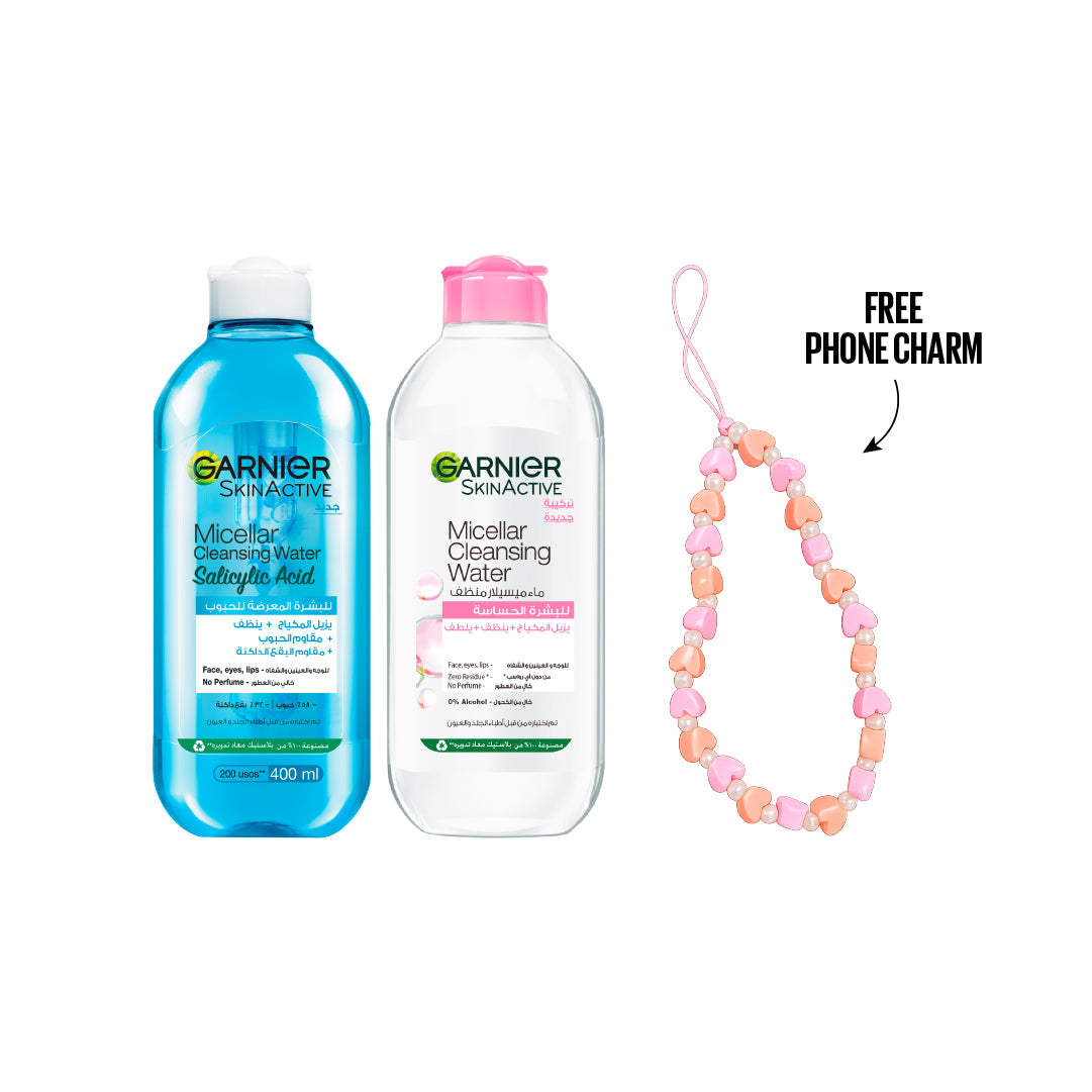 Micellar Water 400ml +  Salicylic Acid Micellar Water 400ml + FREE Phone Charm At 10% OFF