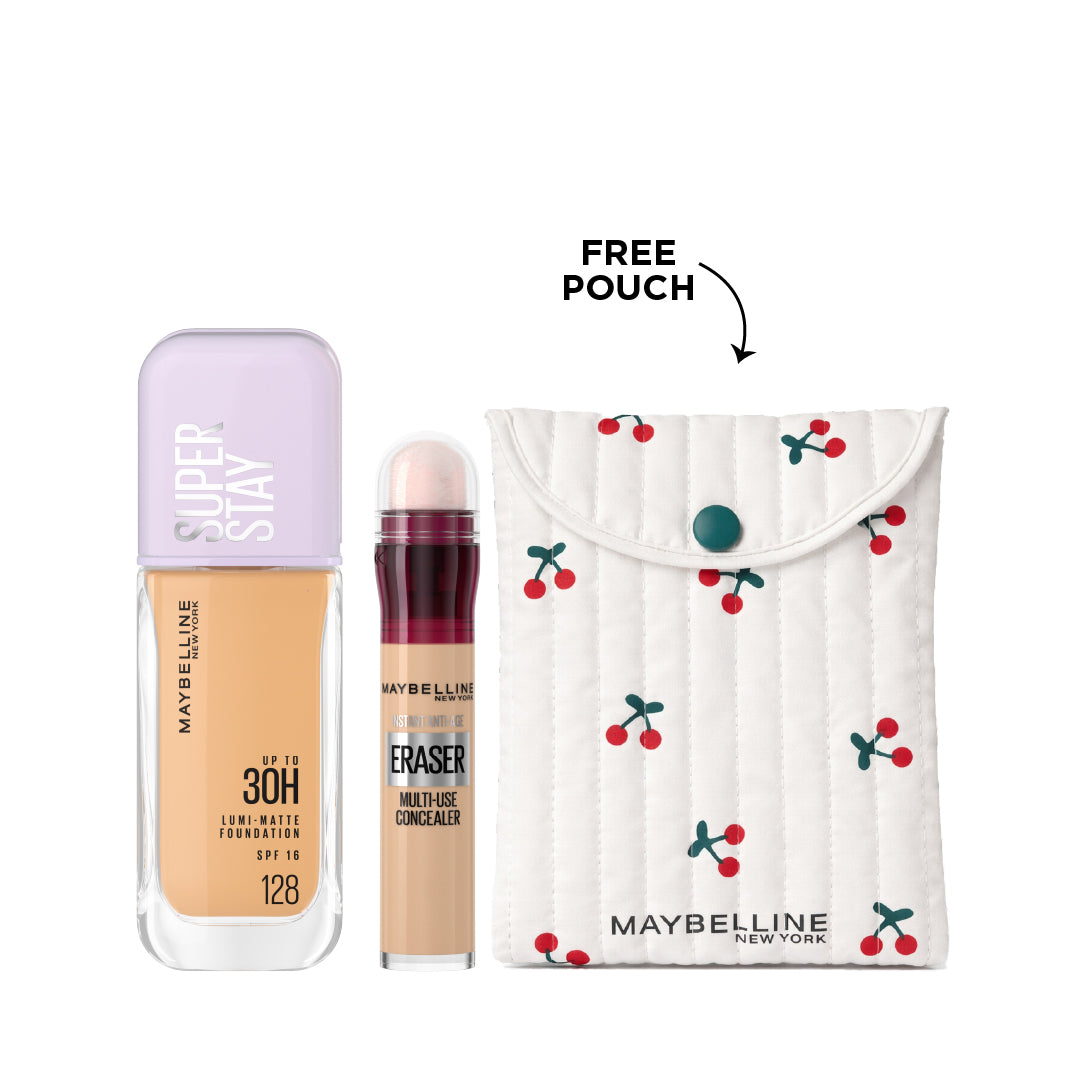 Super Stay Lumi-Matte Foundation + Instant Age Rewind + FREE Pouch At 15% OFF