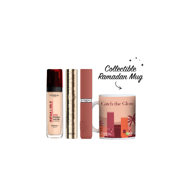 Infaillible Liquid Foundation + Panorama Mascara + Matte Resistance Liquid Lipstick  + FREE Sunset Mug At 25% OFF