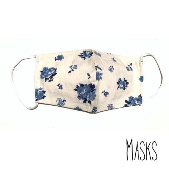 Masks White and Blue Flowery Kids Mask | Loolia Closet